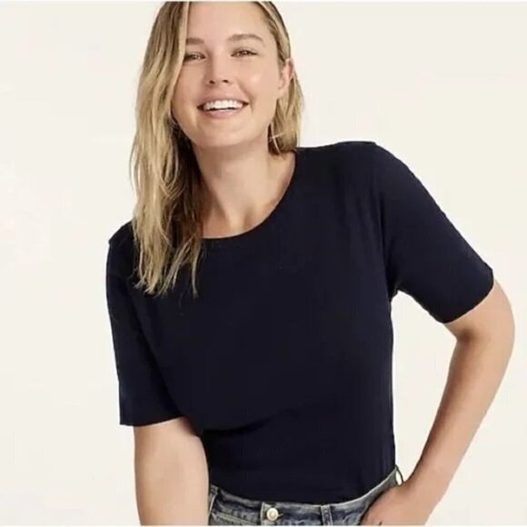 J. Crew Black Perfect Fit Cotton Short Sleeve T-Shirt M - Picture 1 of 4